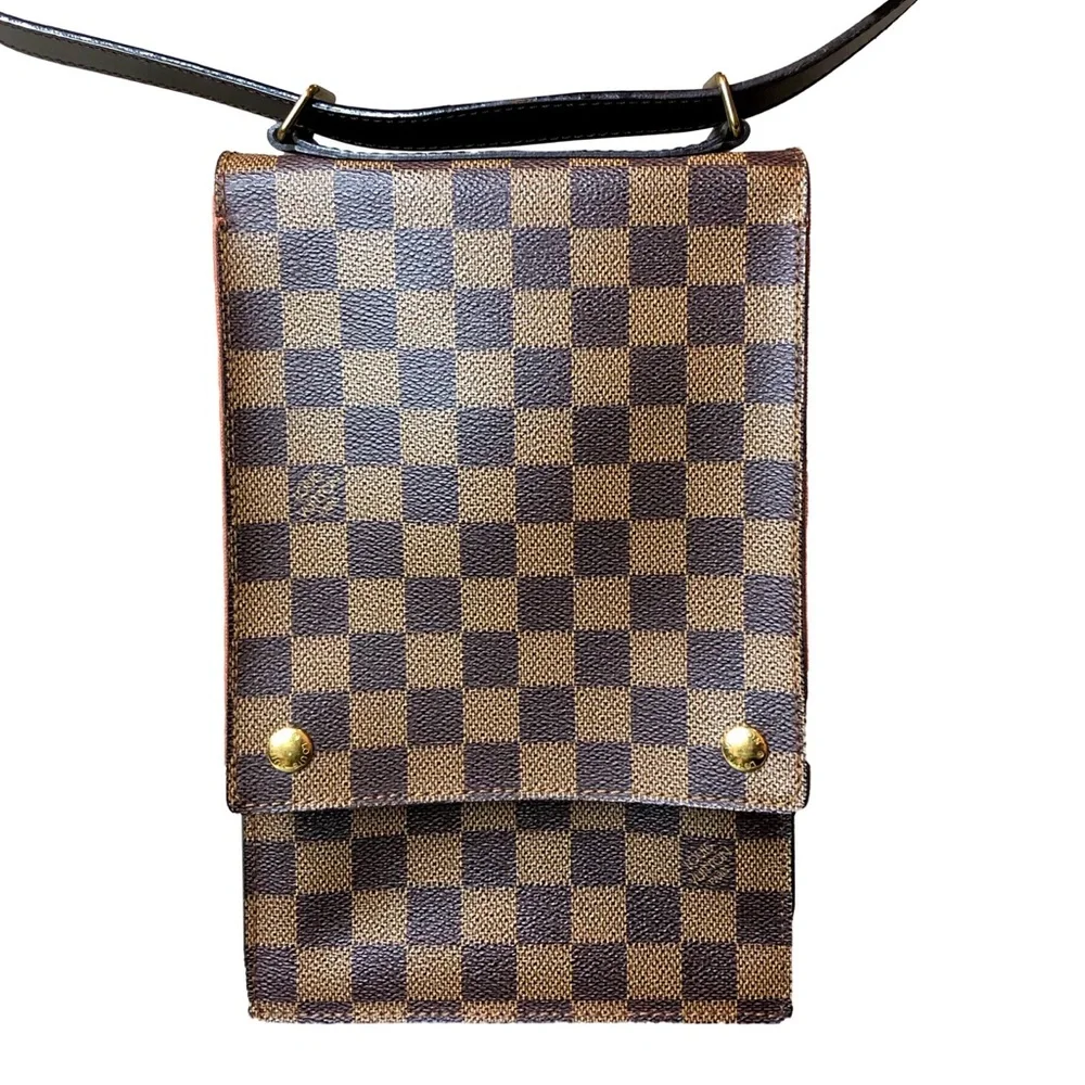 Authentic LOUIS VUITTON Portobello PM Damier Ebene Crossbody Shoulder Bag